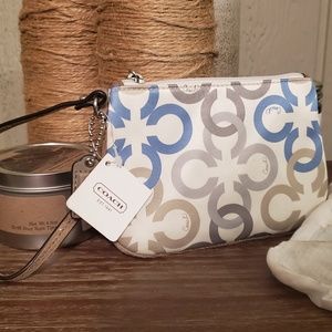 Coach Gray and Blue Wristlet